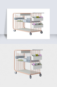 医院用清洁推车单体模型图片