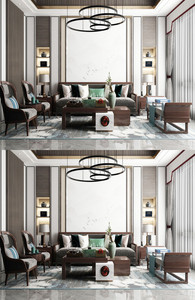 2020年新中式室内家居客厅空间设计图片