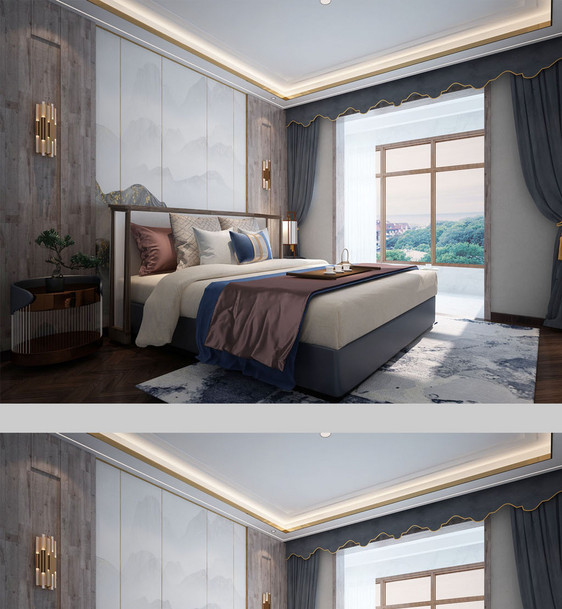 2020年新中式家居卧室空间设计图片