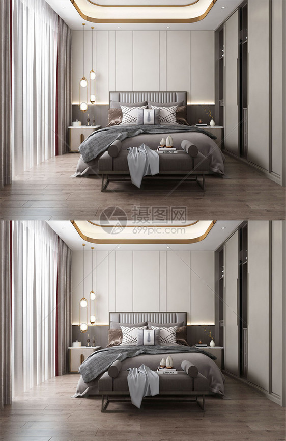 2020年新中式家居卧室场景空间设计图片