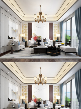 2020年新中式客厅家居场景设计图片