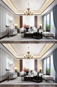 2020年新中式客厅家居场景设计图片