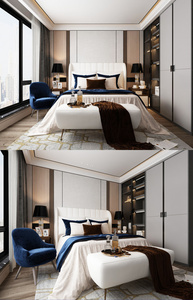 现代家居卧室场景模型设计图片