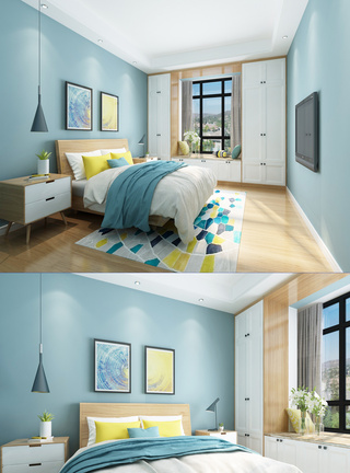 北欧简约卧室空间设计图片