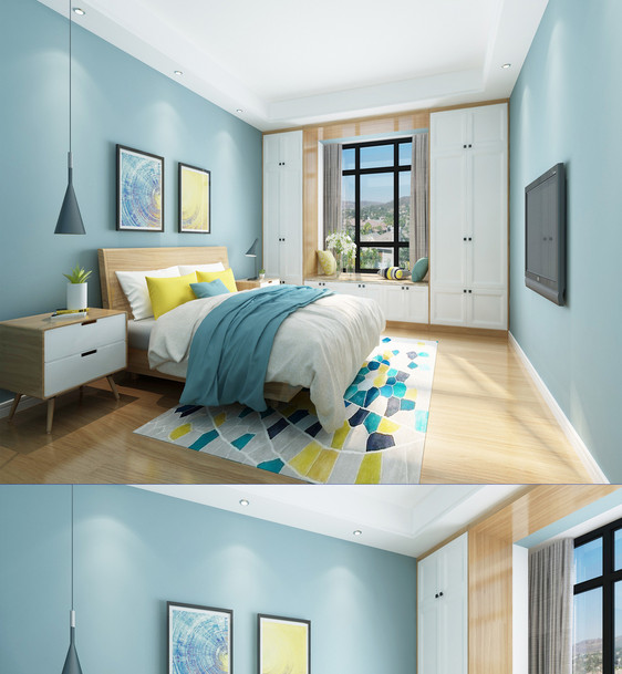 北欧简约卧室空间设计图片