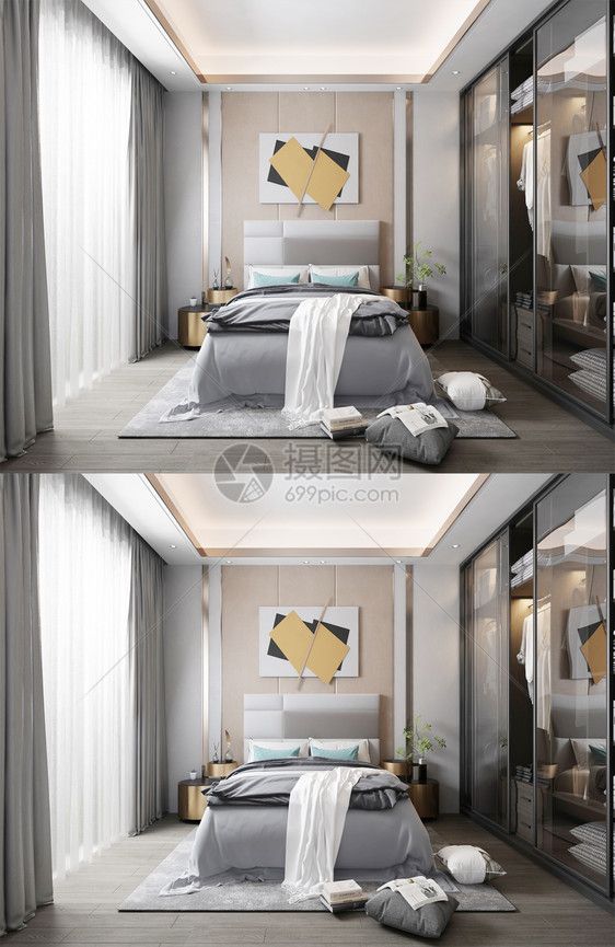 北欧卧室效果图设计图片