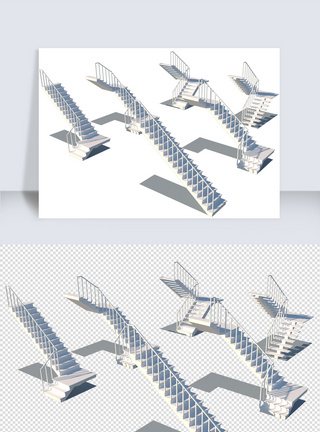 电梯走廊楼梯阶梯SU模型图片