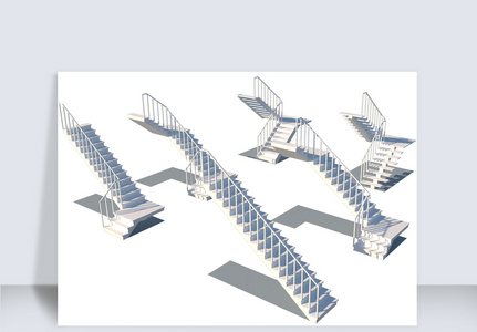 电梯走廊楼梯阶梯SU模型图片