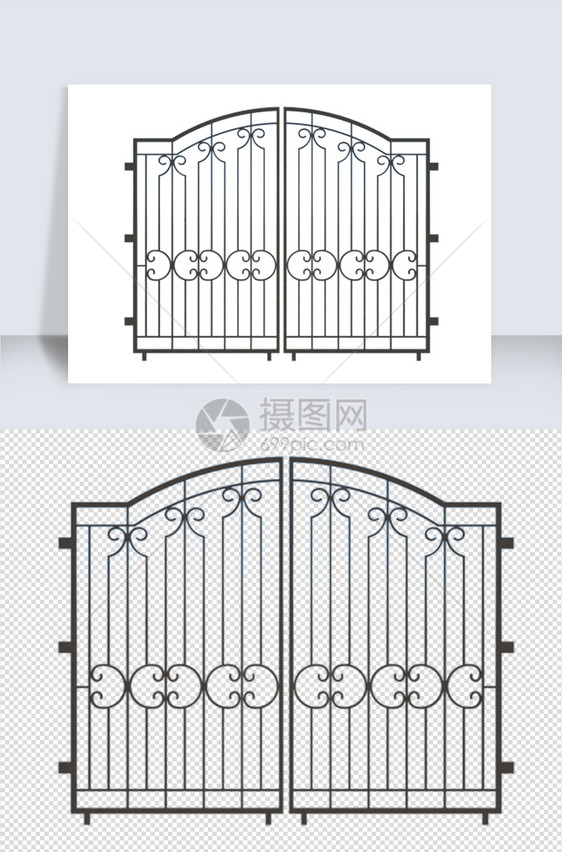 欧式铁艺门SU模型图片