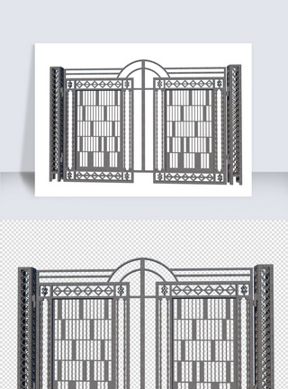 欧式铁艺门SU模型图片