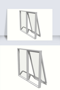窗户SU模型透明窗开窗办公窗图片