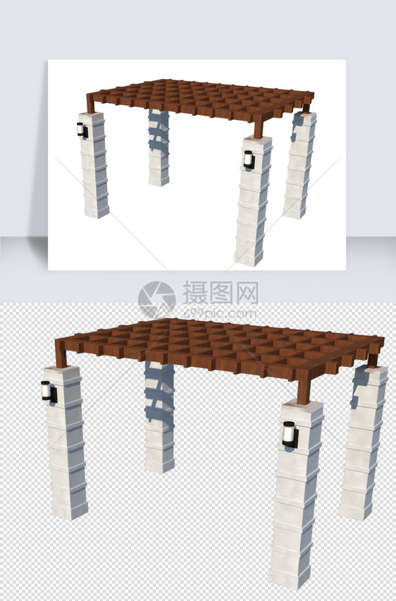 新中式庭院SU模型图片