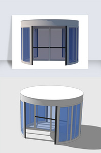窗户SU模型透明窗旋转门自动门图片