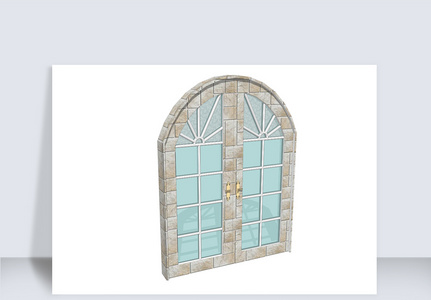窗户SU模型透明窗欧式落地窗高清图片
