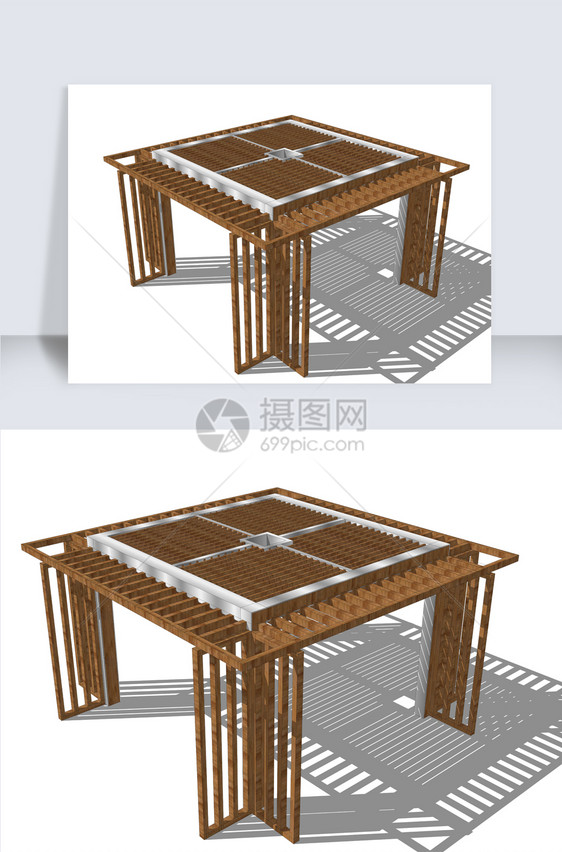 新中式庭院SU模型图片