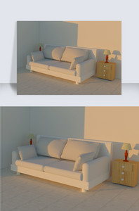 室内简约沙发SU模型图片