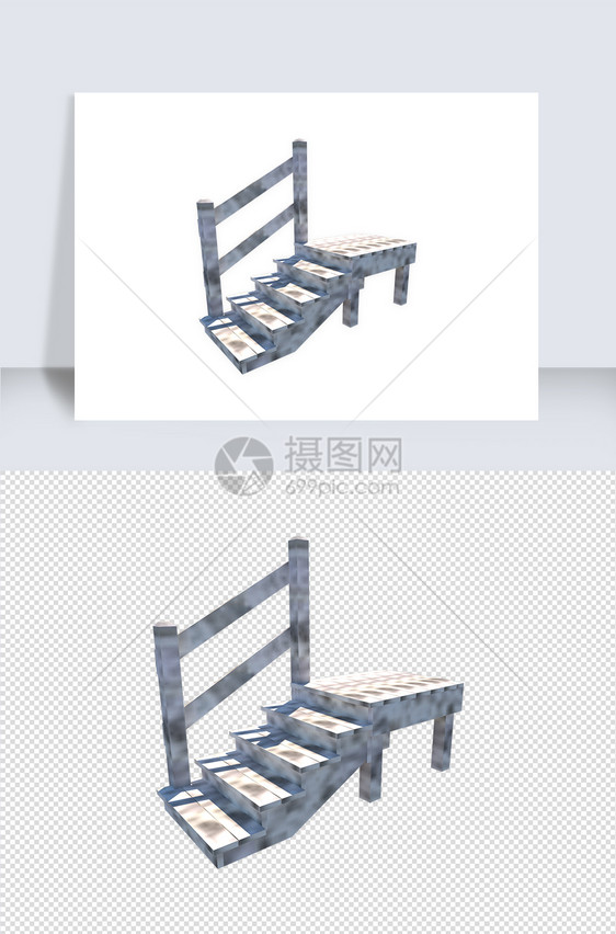 立体楼梯su模型图片