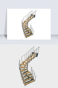 立体楼梯su模型图片