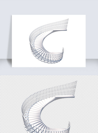 立体楼梯su模型图片