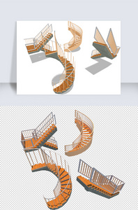 SU楼梯su模型建模与渲染图SU模型图片