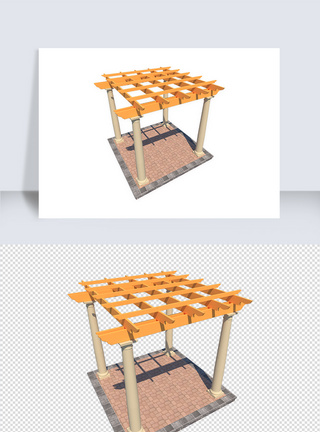 古建筑亭子su模型图片