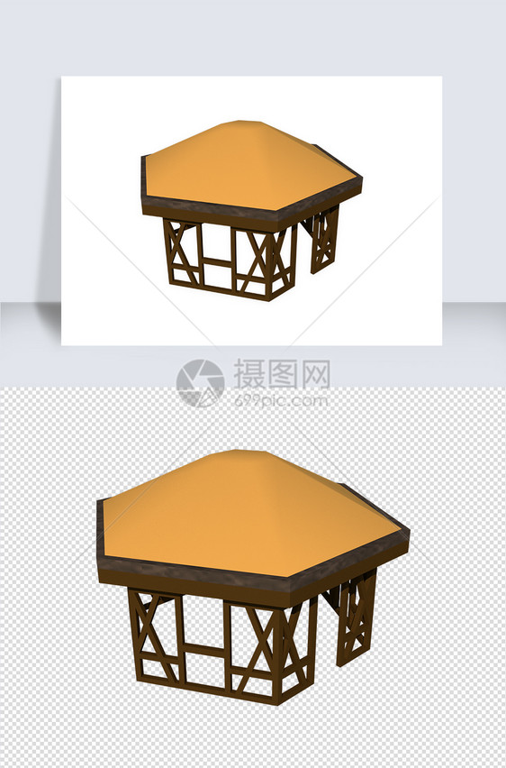 古建筑亭子su模型图片