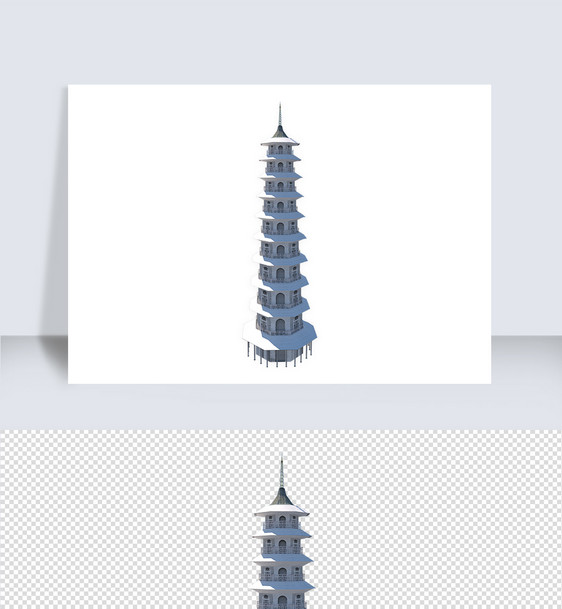 古建筑宝塔su模型图片