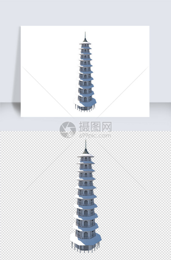 古建筑宝塔su模型图片