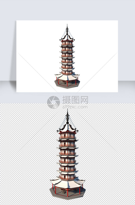 古建筑宝塔su模型图片