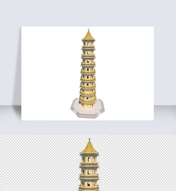 古建筑宝塔su模型图片