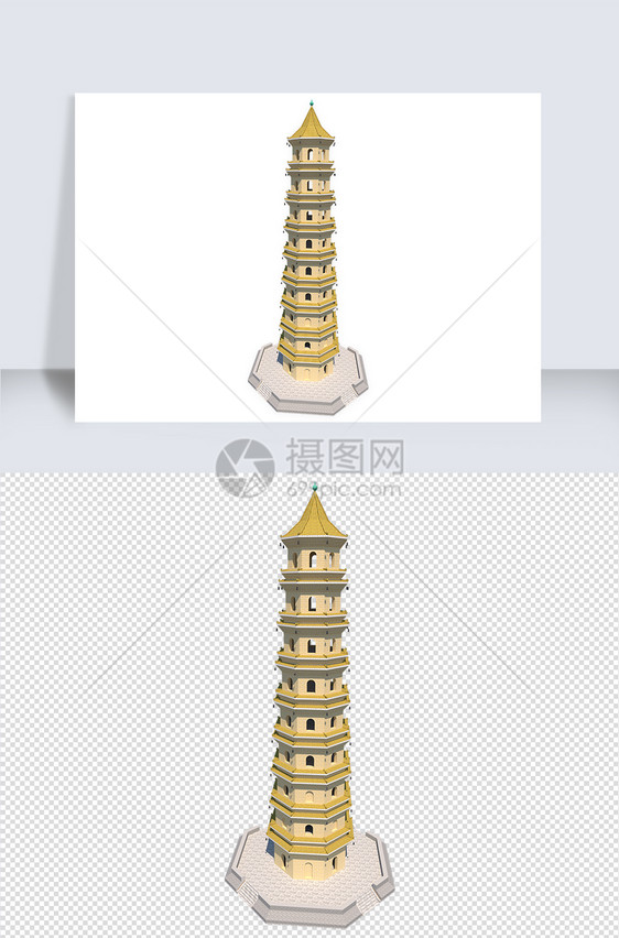 古建筑宝塔su模型图片