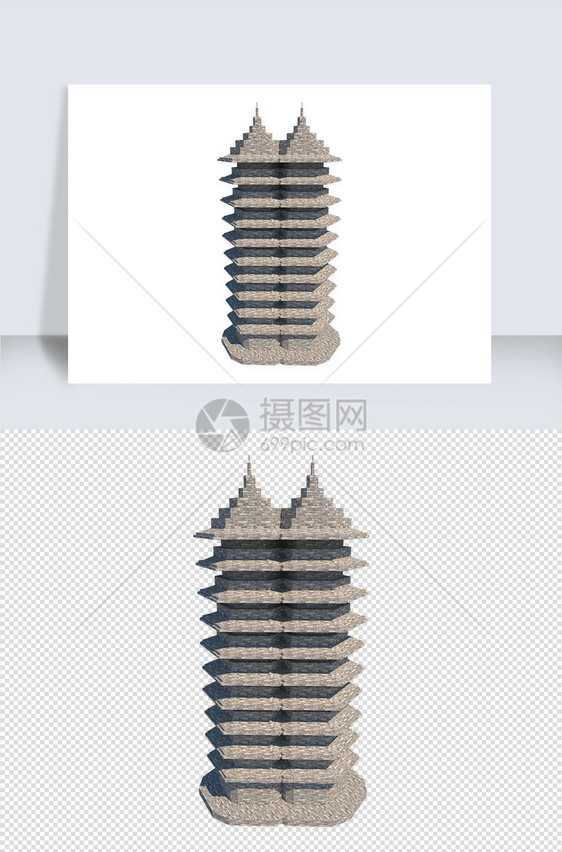 古建筑宝塔su模型图片