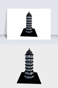 古建筑宝塔su模型图片