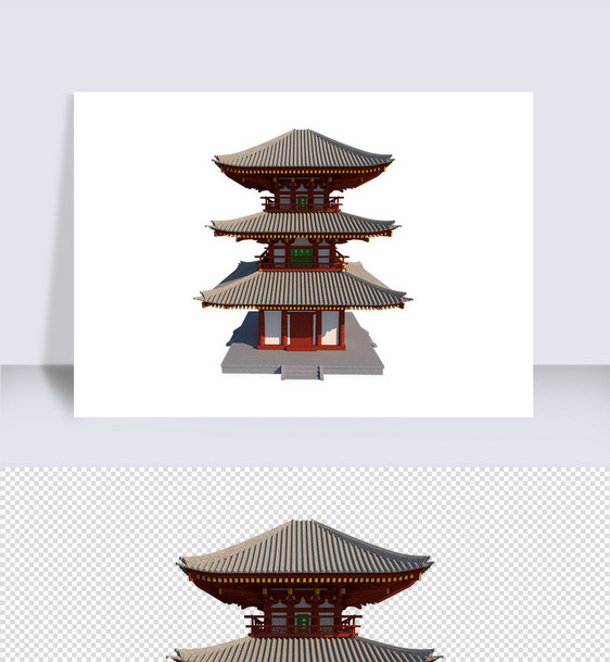 古建筑宝塔su模型图片