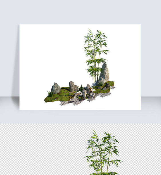 园林场景su模型素材图片