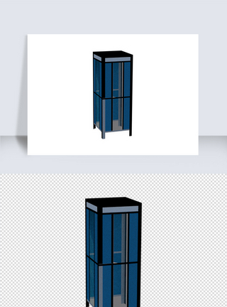电话亭su模型素材图片