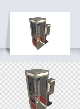 电话亭su模型素材图片