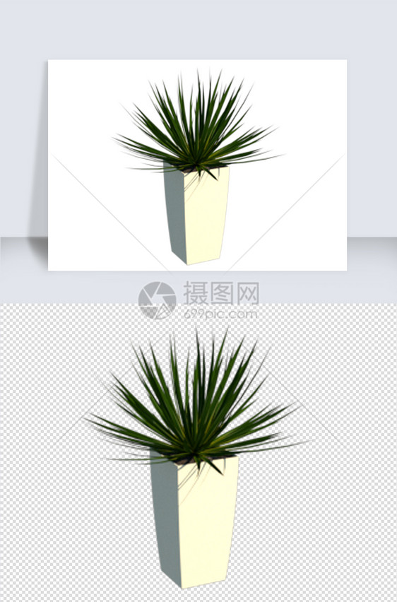 SU模型草图大师矢量图花盆植物素材图片