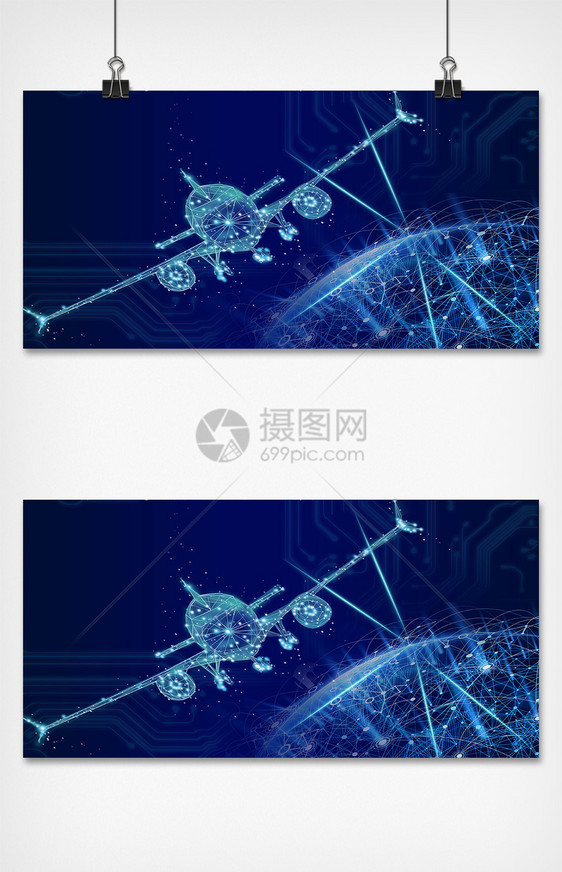 飞机蓝色科技背景图片