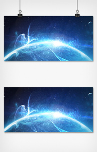 太空宇宙地球科技科技蓝色背景图片