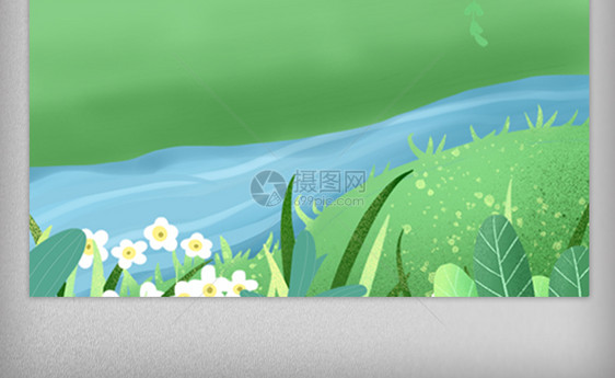 绿色清新春季春天主图促销背景图片