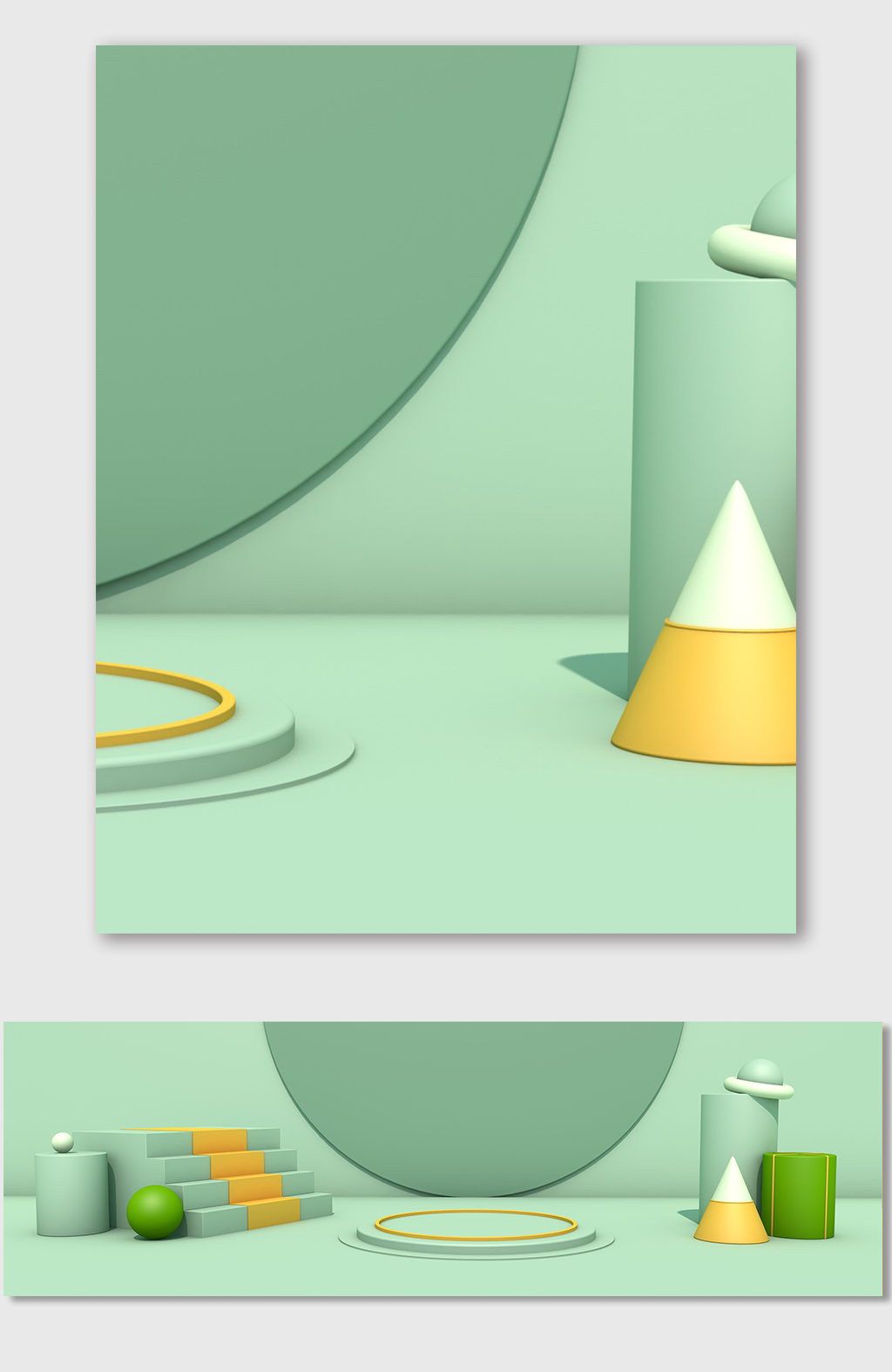 c4d电商海报banner背景淡青绿色图片素材