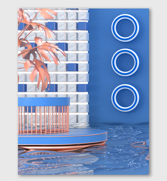 蓝色立体C4D夏季狂暑季海报背景图片