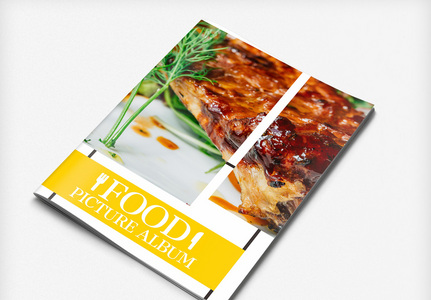 创意西餐厅橙色牛排美食画册封面高清图片