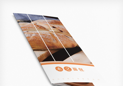 鲜艳美食面包店折页图片