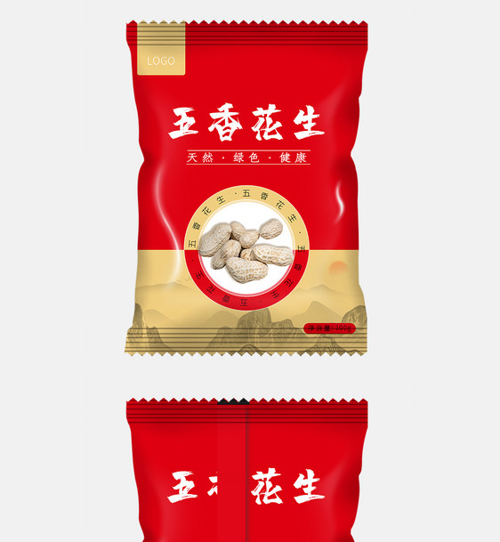 简约花生零食包装袋图片