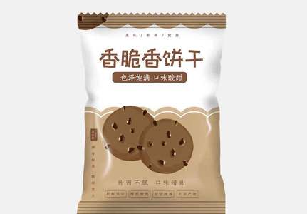 简约大气零食香脆饼干食品包装设计高清图片