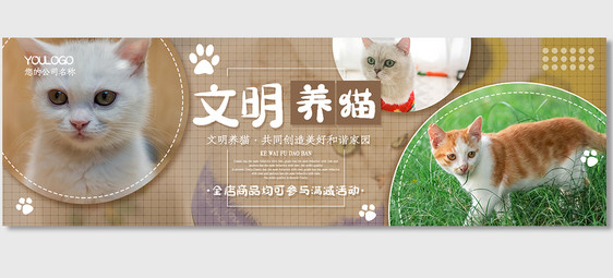 时尚萌宠海报电商拼图宠物猫咪促销banner图片