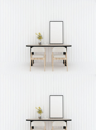 白色餐桌样机空间设计图片