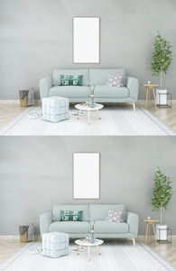 灰色背景沙发样机设计图片